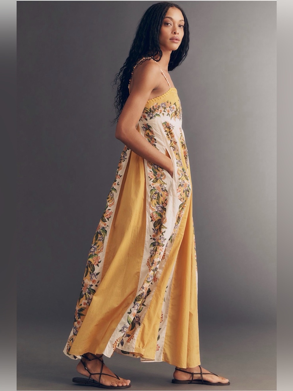 Farm Rio Sand Hilo Sleeveless A-Line Maxi Dress - Picture 3 of 6